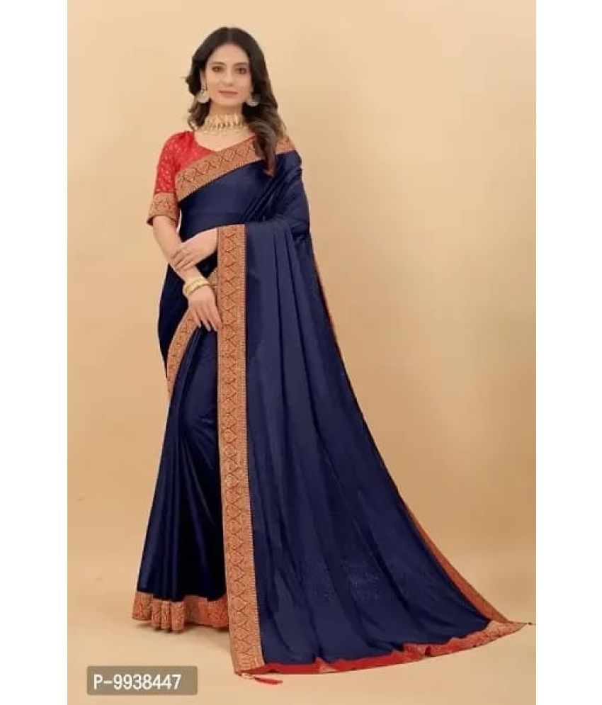     			Gullak Pack of 1 Art Silk Dyed Saree With Blouse Piece ( Blue )