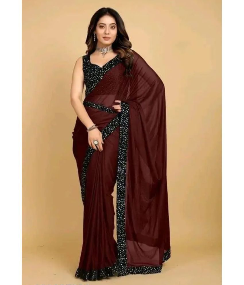     			Gullak Pack of 1 Lycra Dyed Saree With Blouse Piece ( Brown )