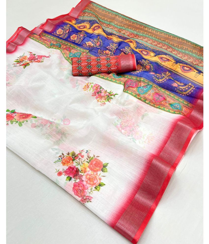     			KOMAL NX Pack of 1 Linen Printed Saree With Blouse Piece ( Multicolor )