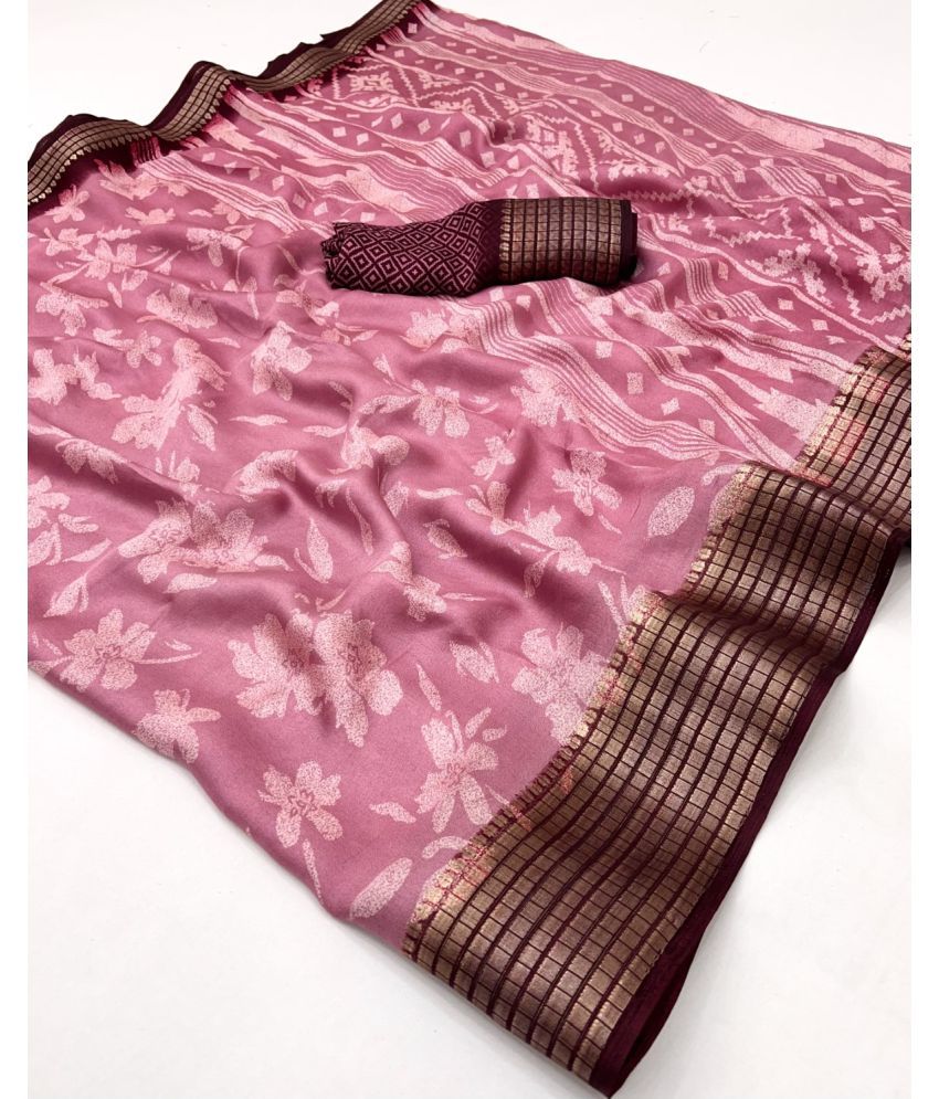     			KOMAL NX Pack of 1 Georgette Printed Saree With Blouse Piece ( Pink )