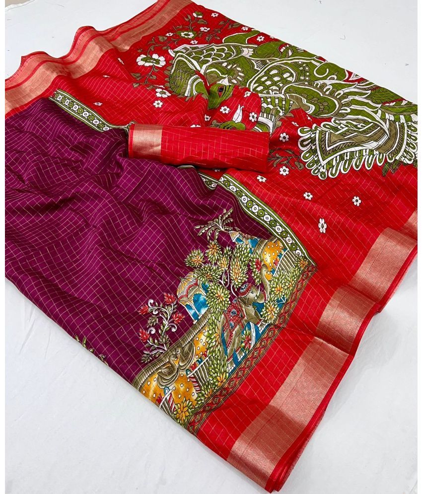     			KOMAL NX Pack of 1 Silk Blend Printed Saree With Blouse Piece ( Multicolor )