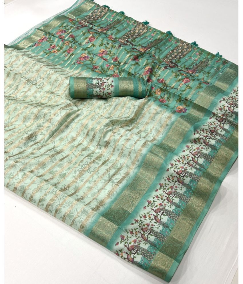     			KOMAL NX Pack of 1 Silk Blend Woven Saree With Blouse Piece ( Light Green )