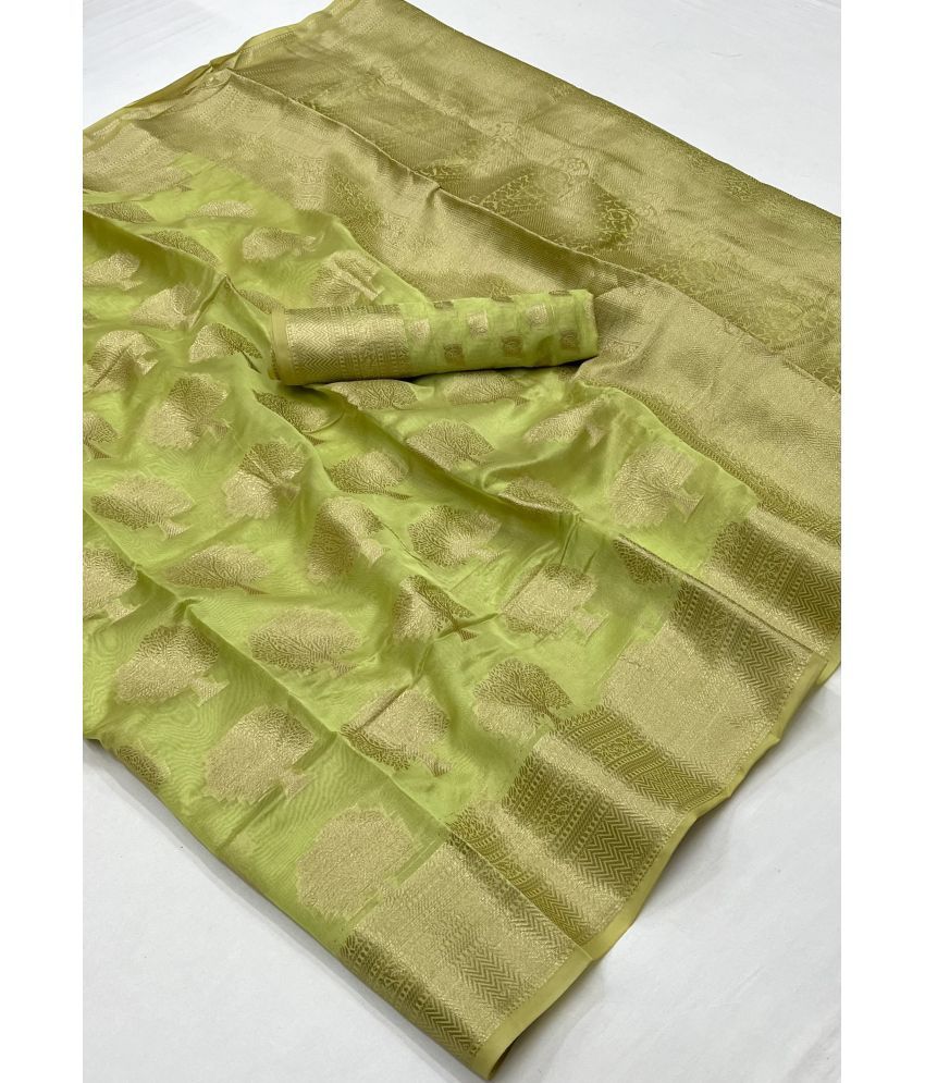     			KOMAL NX Pack of 1 Organza Woven Saree With Blouse Piece ( Green )