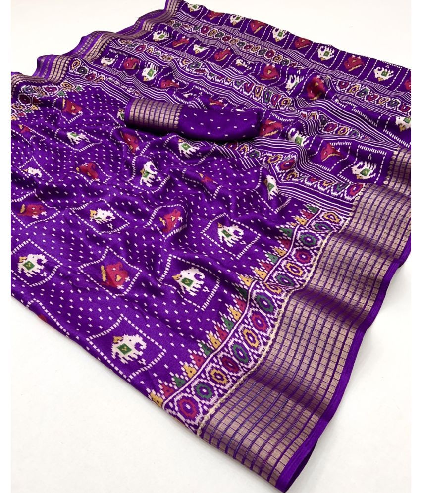     			KOMAL NX Pack of 1 Georgette Printed Saree With Blouse Piece ( Purple )