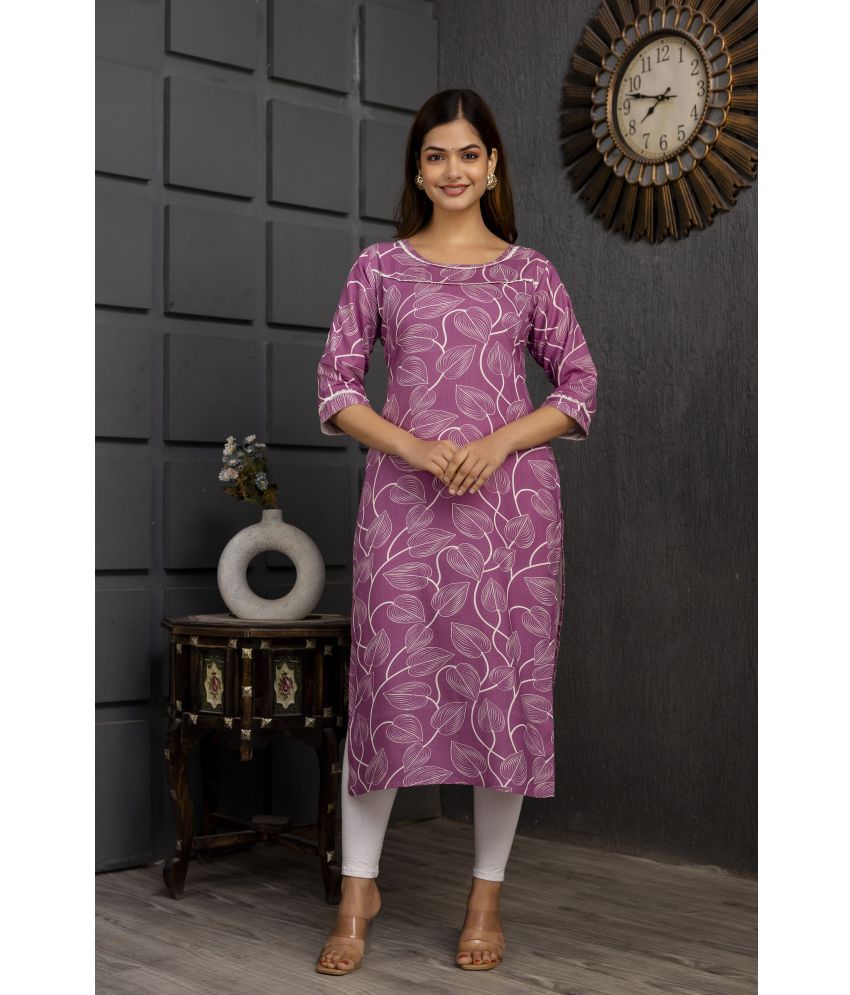     			Kapadia Pack of 1 Rayon Printed Straight Women's Kurti - ( Purple )