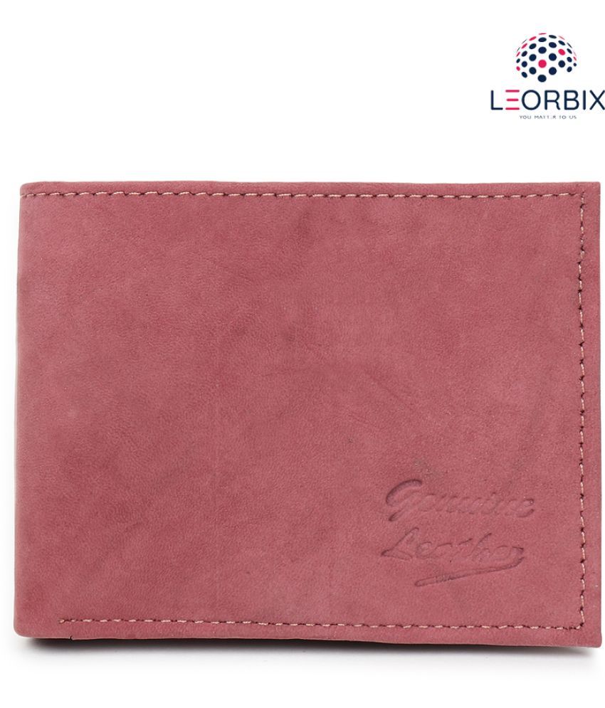     			LEORBIX Leather Solid Men's Regular Wallet With 5 Slots For Card ( Pink , Pack of 1 )