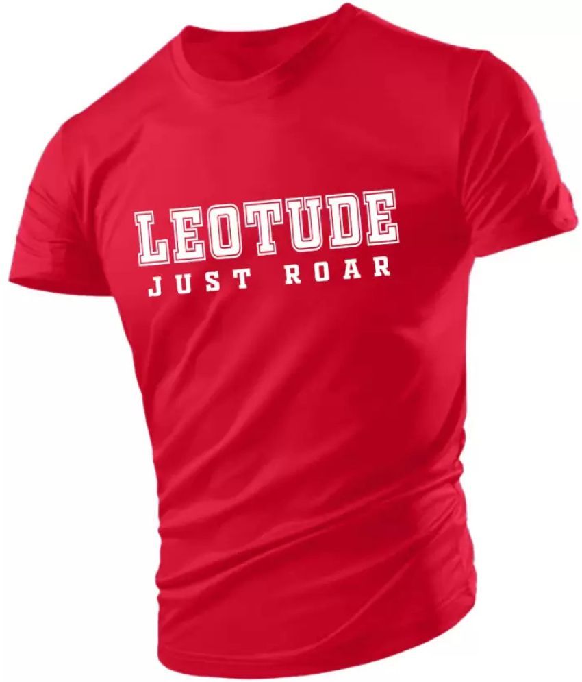     			Leotude Cotton Blend Regular Fit Printed Half Sleeves Men's Round T-Shirt - Red ( Pack of 1 )