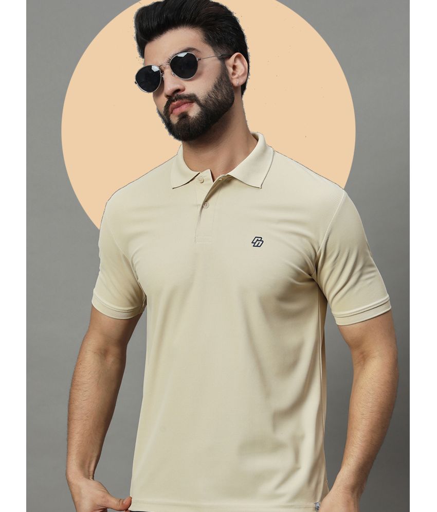     			Nuovo Pack of 1 Cotton Blend Regular Fit Solid Half Sleeves Men's Polo T Shirt ( Beige )