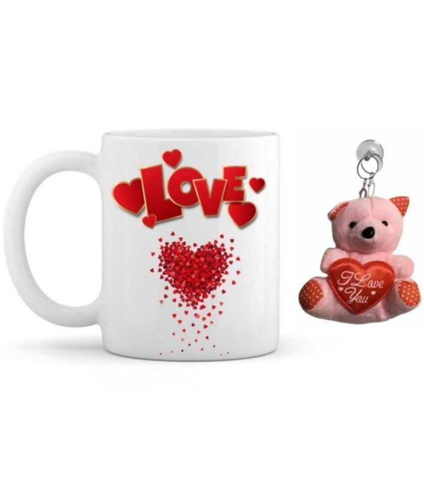     			THRIFTKART teddy keychain & Ceramic Coffee Mug 350 mL ( Pack of 1 )