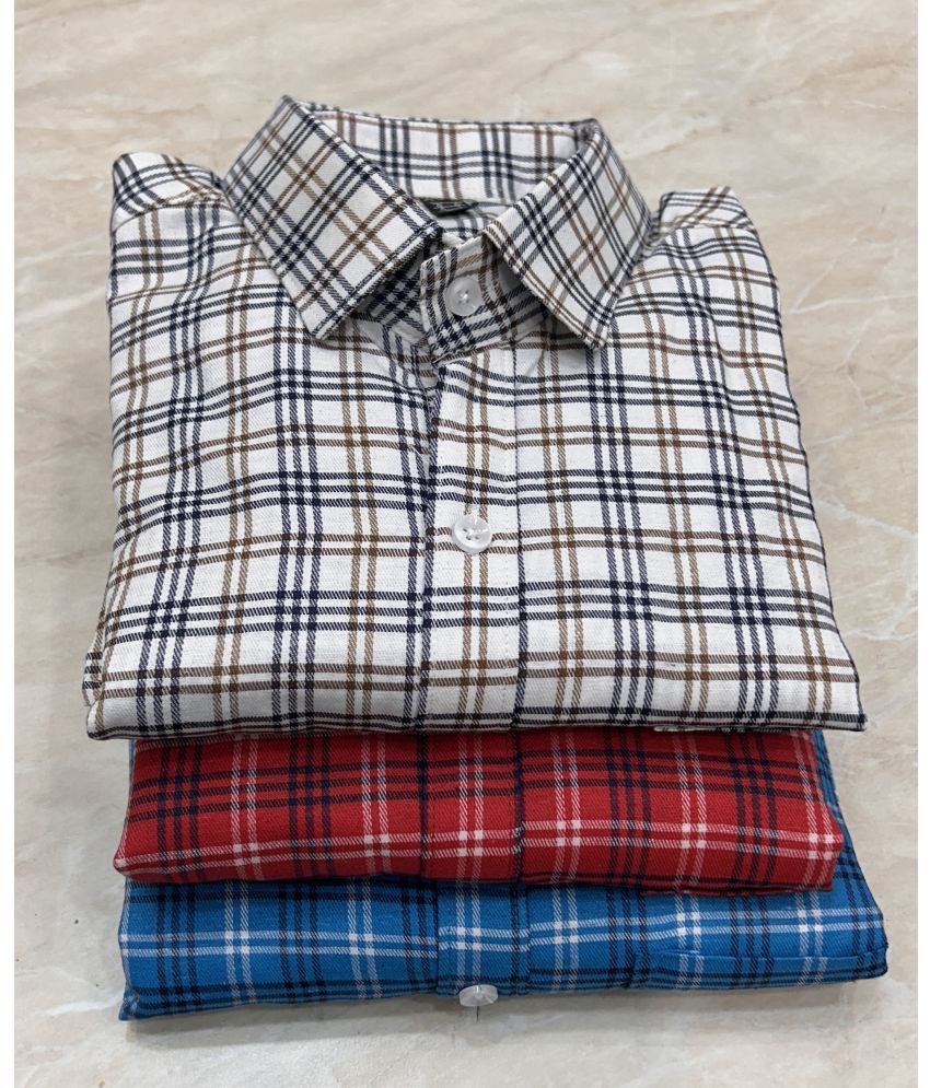     			TOROLY Cotton Blend Slim Fit Checks Full Sleeves Men's Casual Shirt - Multicolor ( Pack of 3 )