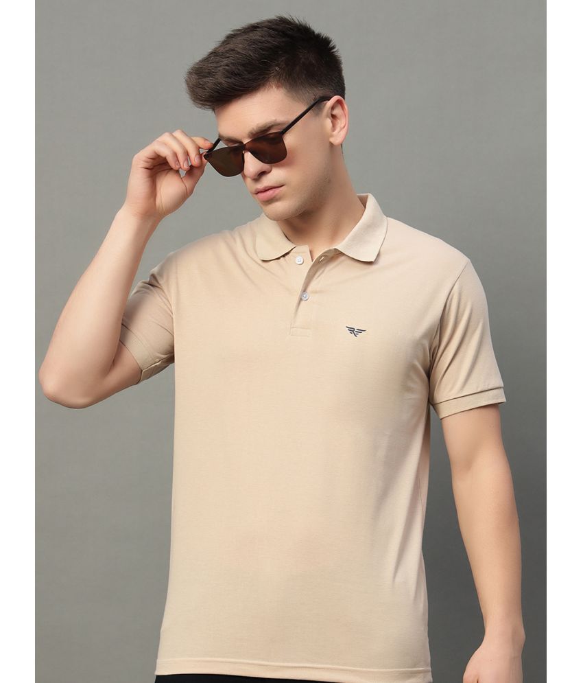     			XYRIS Pack of 1 Cotton Blend Regular Fit Solid Half Sleeves Men's Polo T Shirt ( Beige )