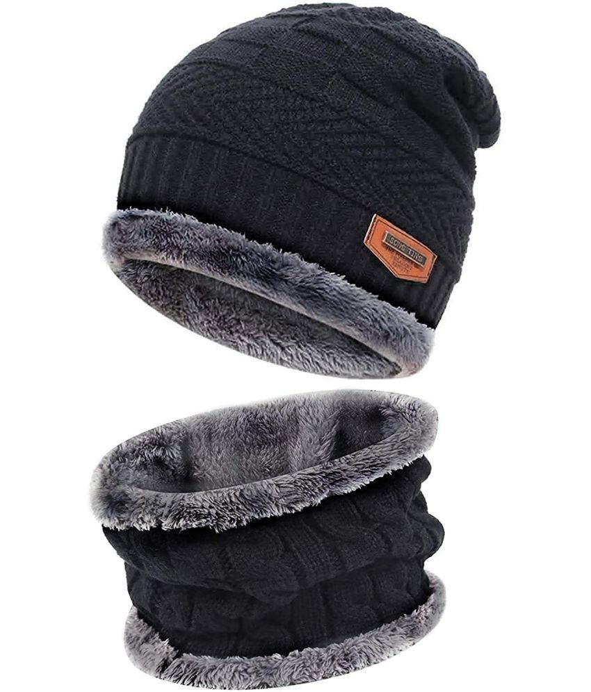     			AKSMIT Black Woollen Women's Cap ( Pack of 1 )