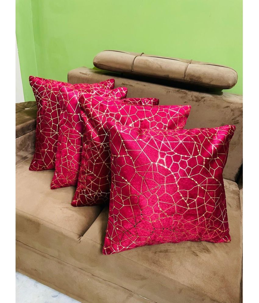     			Awesome Craft Set of 5 Polyester Abstract Square Cushion Cover (40X40)cm - Pink