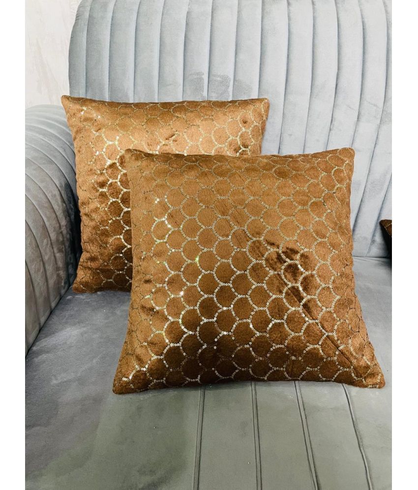     			Awesome Craft Set of 5 Polyester Abstract Square Cushion Cover (40X40)cm - Gold