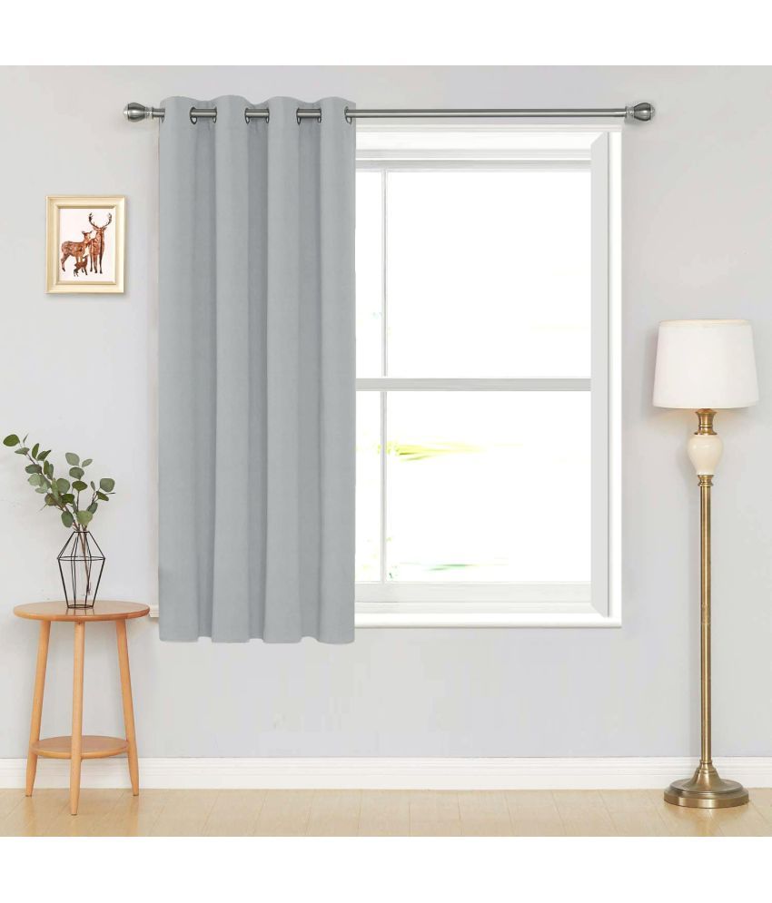     			DIVINE CASA Solid Blackout Eyelet Curtain 5 ft ( Pack of 1 ) - Grey