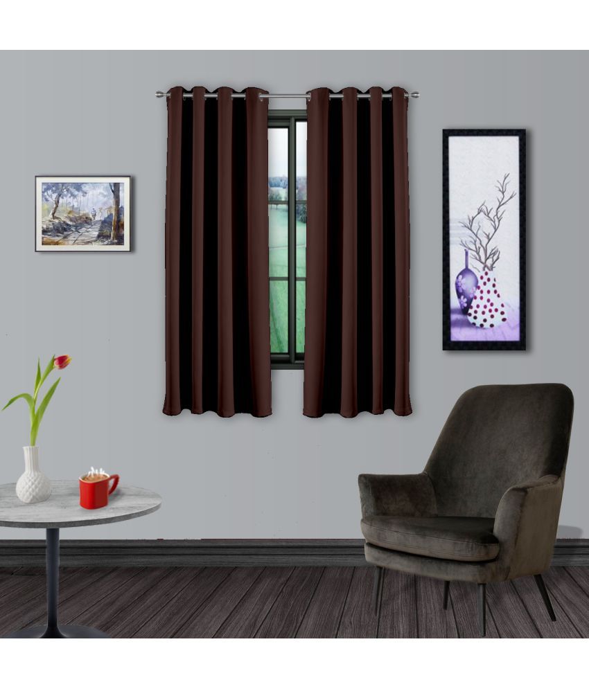     			DIVINE CASA Solid Blackout Eyelet Curtain 5 ft ( Pack of 1 ) - Brown