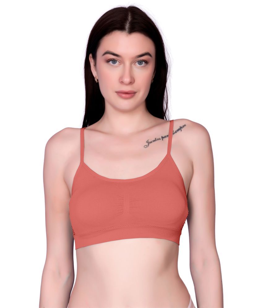     			Flenzy Pack of 1 Nylon Lightly Padded Bralette Bra For Women ( Orange )