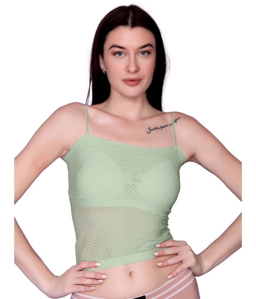     			Flenzy Pack of 1 Nylon Lightly Padded Cami bra For Women ( Green )