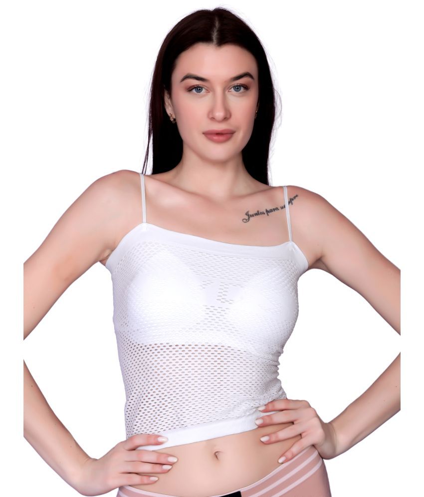     			Flenzy Pack of 1 Nylon Lightly Padded Cami bra For Women ( White )