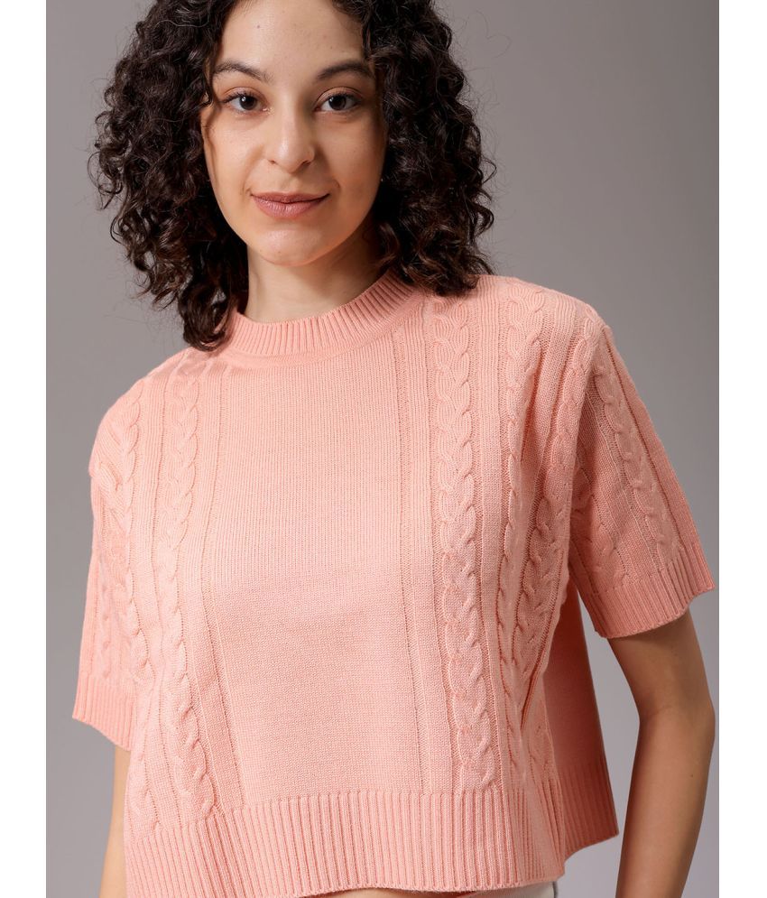     			Freehand Acrylic Round Neck Women's Pullovers - Pink ( Single )