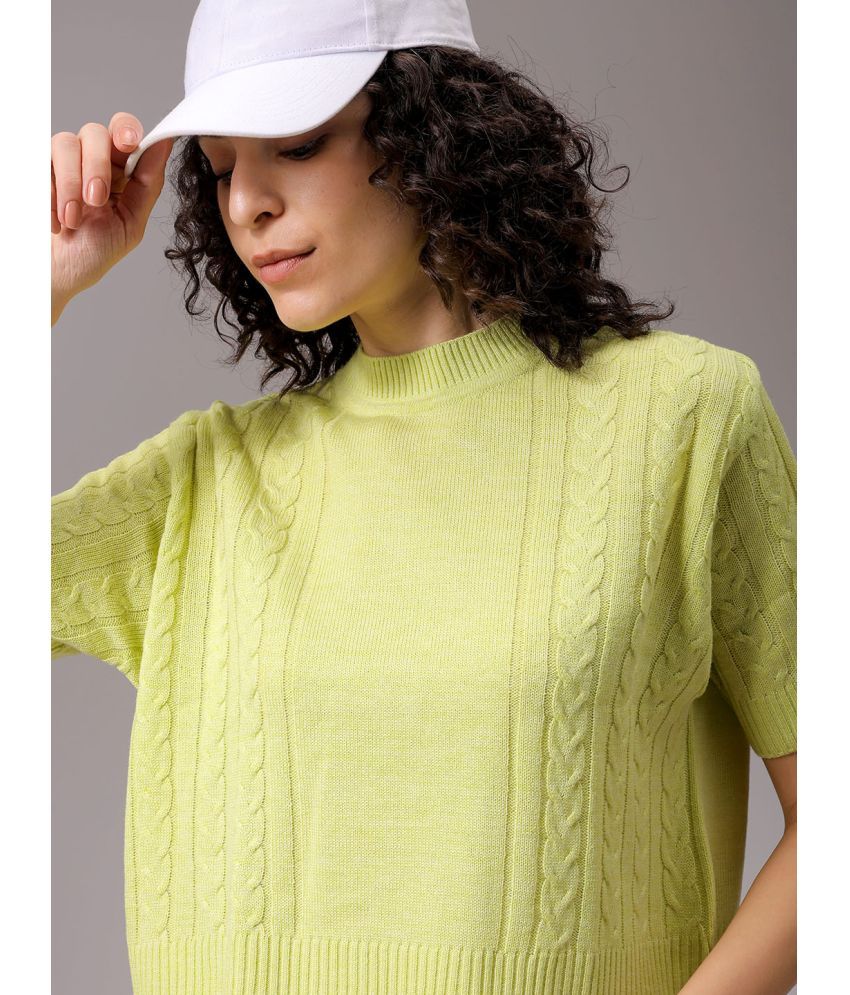     			Freehand Acrylic Round Neck Women's Pullovers - Green ( Single )