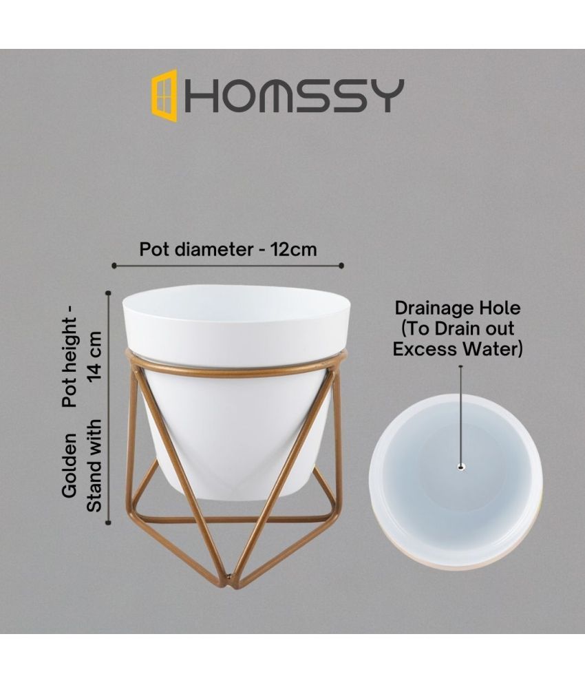     			HOMSSY White Plant container ( Pack of 1 )