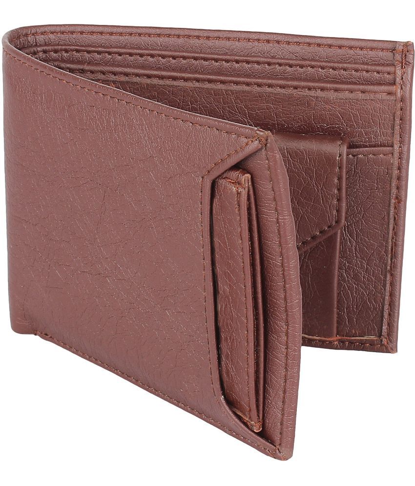     			HRFSTAR PU Solid Men's Regular Wallet With 6 Slots For Card ( Brown , Pack of 1 )