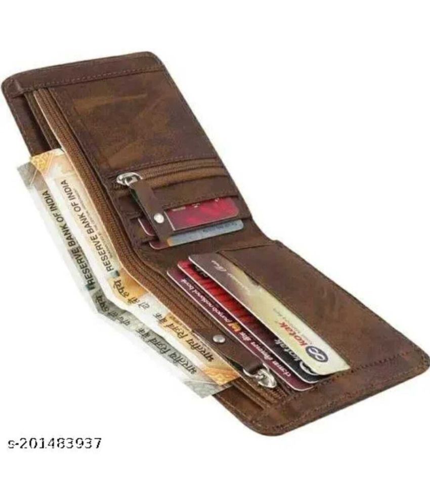     			HRFSTAR PU Solid Men's Regular Wallet With 5 Slots For Card ( Brown , Pack of 1 )