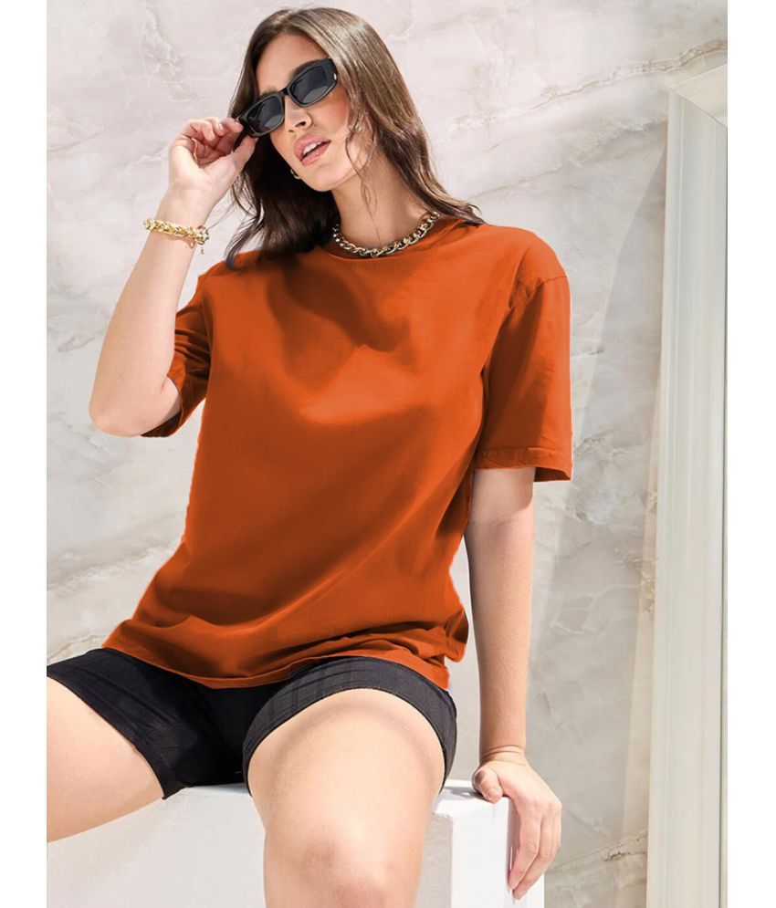     			Leotude Pack of 1 Cotton Blend Women's T-Shirt ( Orange )