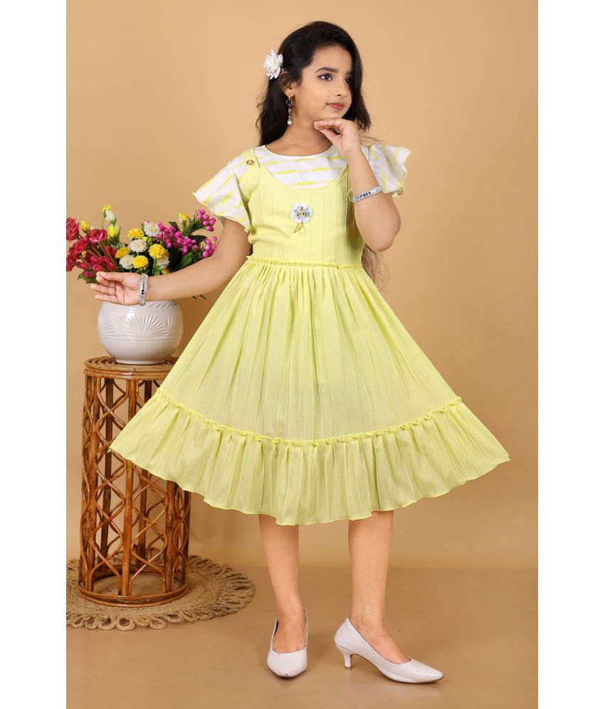     			M.MONGELADRESSES Cotton Frock For Girls ( Pack of 1 , Yellow )