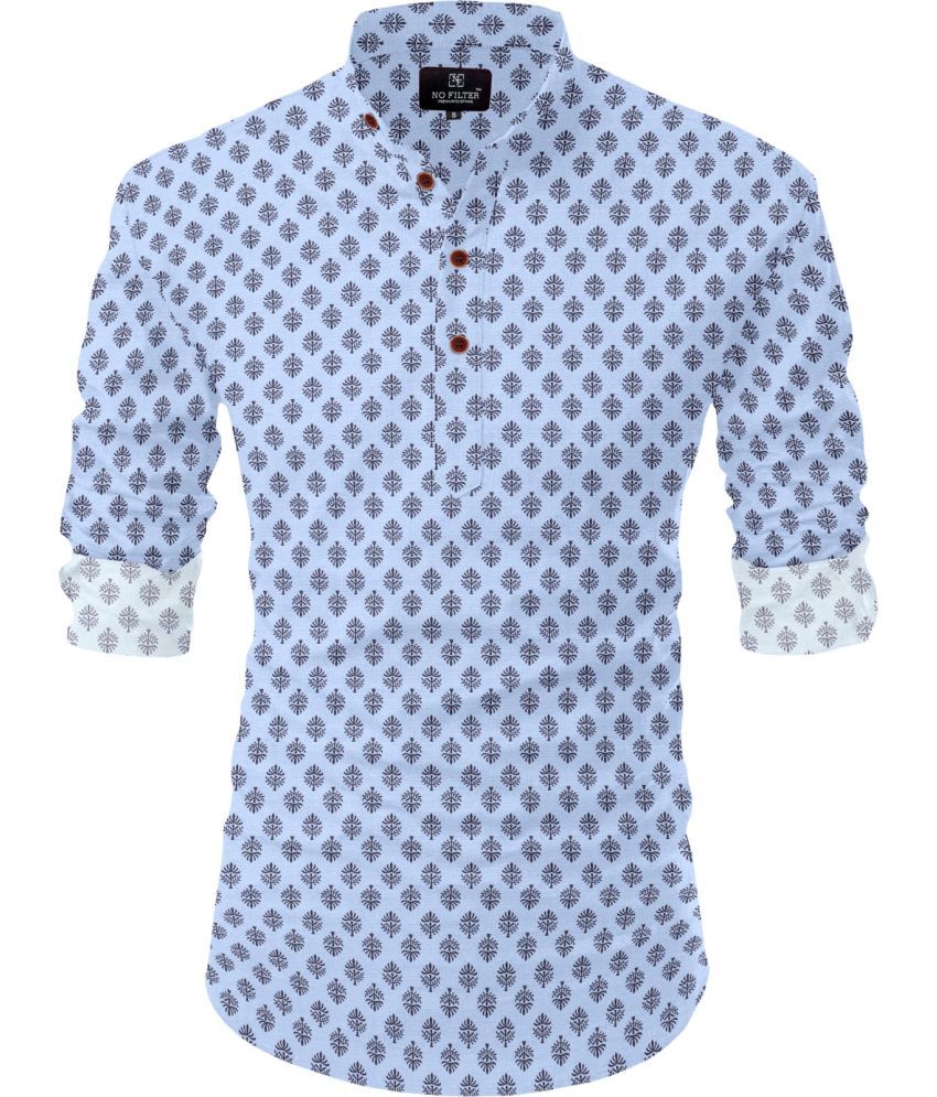     			Nofilter Light Blue Cotton Blend Men's Regular Kurta ( Pack of 1 )