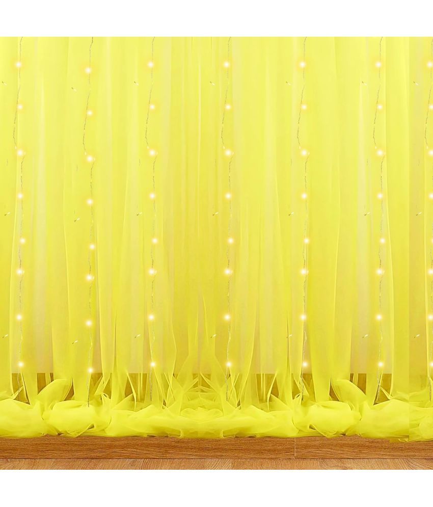     			PartyBooms Backdrop Decoration Net - Large Size, Stitched with Ribbon, Nylon Made, Reusable, Soft, Wrinkled Free, 8.5x5ft Each, Decoration Items for Birthday, Anniversary Pack of 2 (Yellow)