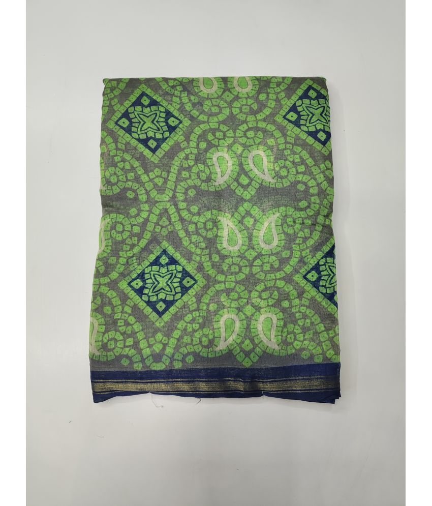     			RekhaManiyar Pack of 1 Cotton Printed Saree With Blouse Piece ( Green )