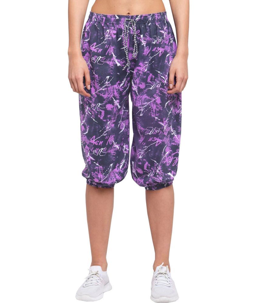     			Reoutlook Cotton Capris - Purple