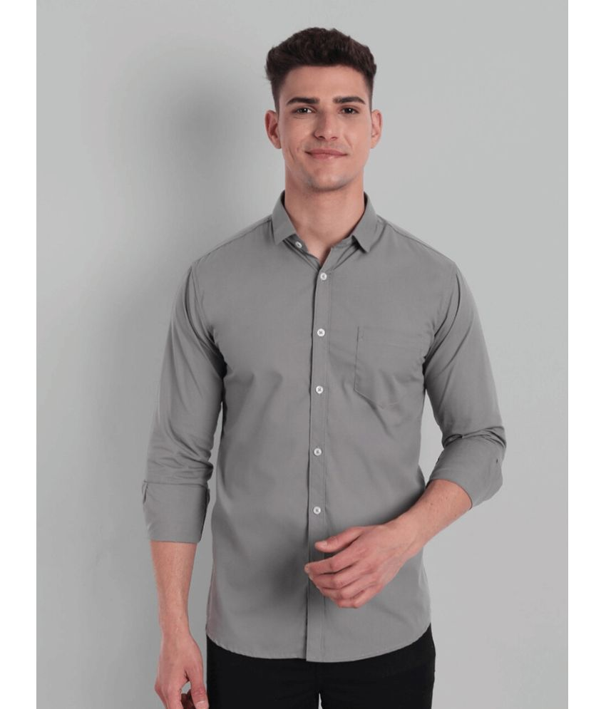     			VERTUSY Cotton Blend Regular Fit Solids Full Sleeves Men's Casual Shirt - Grey ( Pack of 1 )