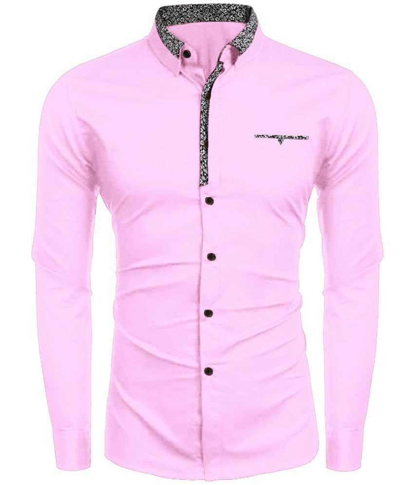     			WEBRIC Cotton Blend Regular Fit Printed Full Sleeves Men's Casual Shirt - Pink ( Pack of 1 )