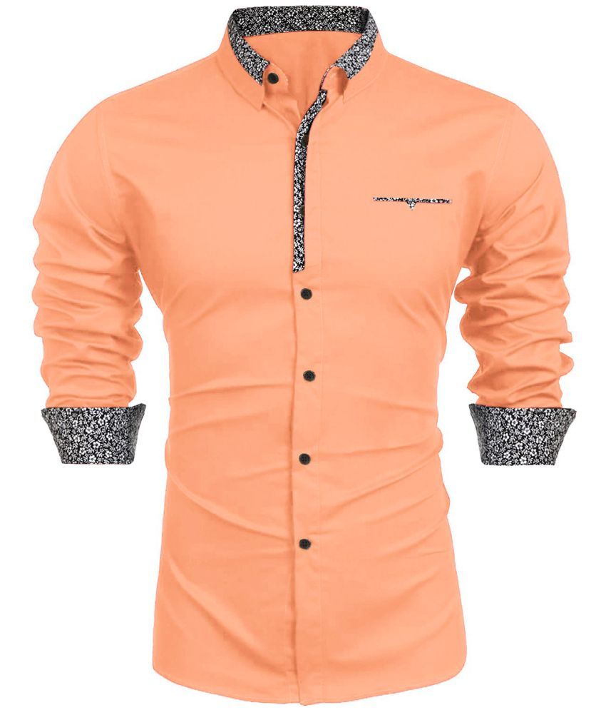     			WEBRIC Cotton Blend Regular Fit Printed Full Sleeves Men's Casual Shirt - Peach ( Pack of 1 )