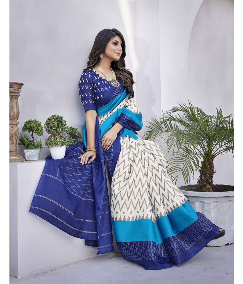     			Yashika Pack of 1 Art Silk Printed Saree With Blouse Piece ( Blue )