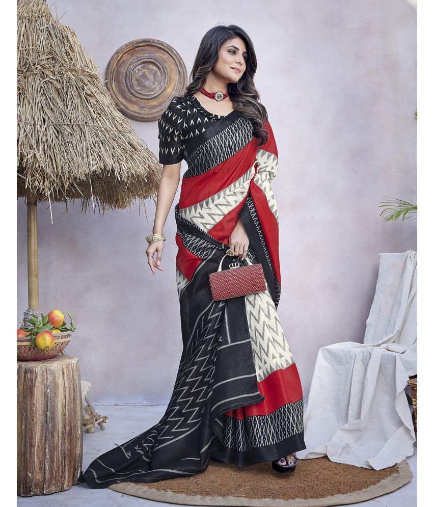     			Yashika Pack of 1 Art Silk Printed Saree With Blouse Piece ( Black )