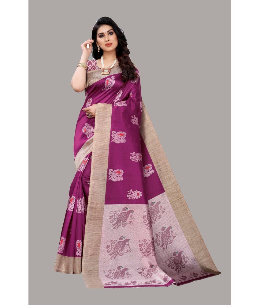     			Yashika Pack of 1 Art Silk Printed Saree With Blouse Piece ( Purple )