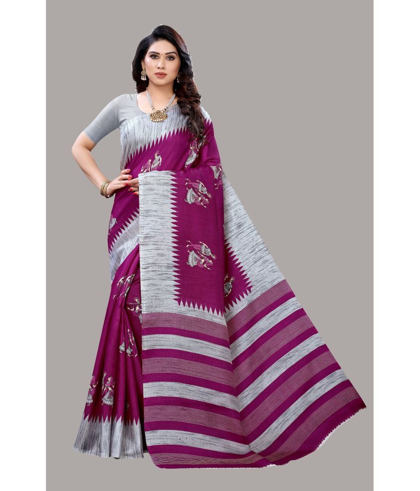     			Yashika Pack of 1 Art Silk Printed Saree With Blouse Piece ( Purple )