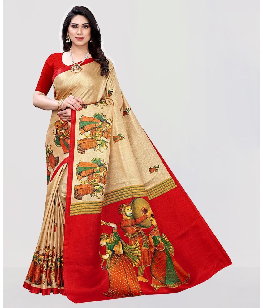     			Yashika Pack of 1 Art Silk Printed Saree With Blouse Piece ( Beige )