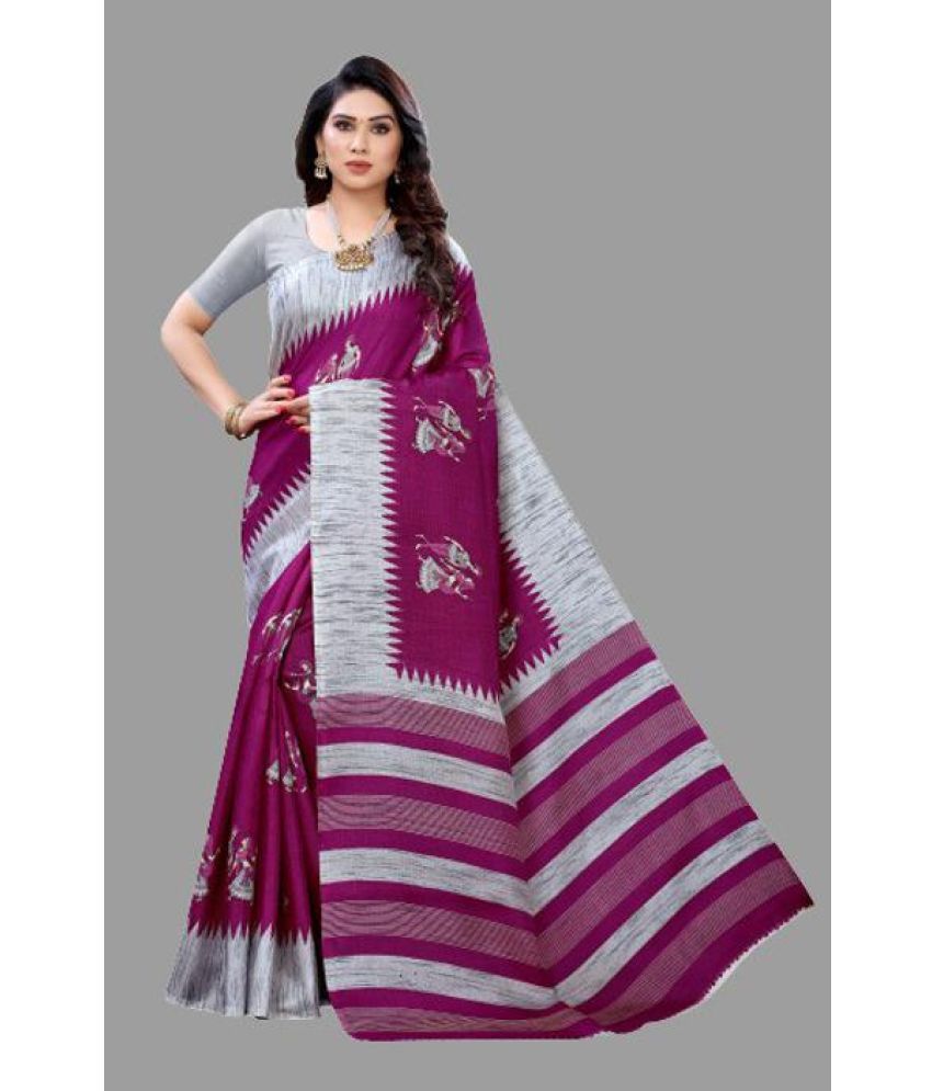     			Yashika Pack of 1 Art Silk Printed Saree With Blouse Piece ( Purple )