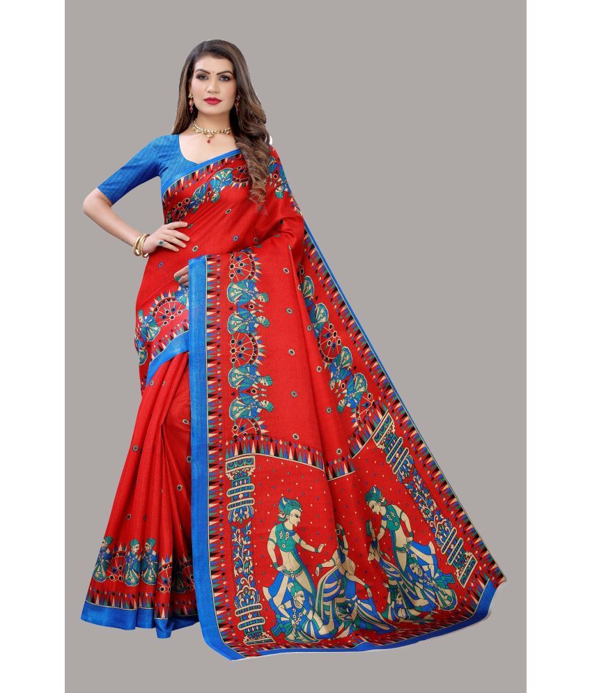     			Yashika Pack of 1 Art Silk Printed Saree With Blouse Piece ( Red )