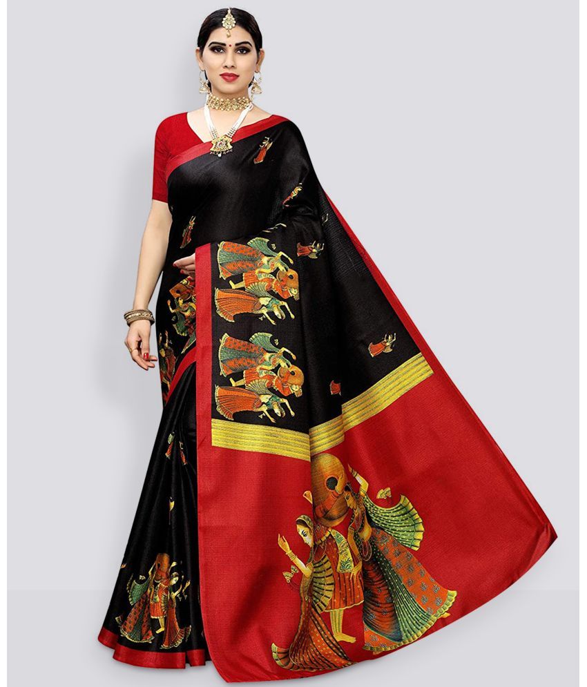     			Yashika Pack of 1 Art Silk Printed Saree With Blouse Piece ( Black )