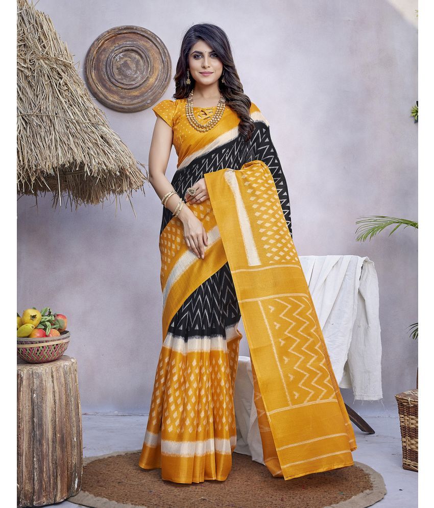     			Yashika Pack of 1 Art Silk Printed Saree With Blouse Piece ( Yellow )