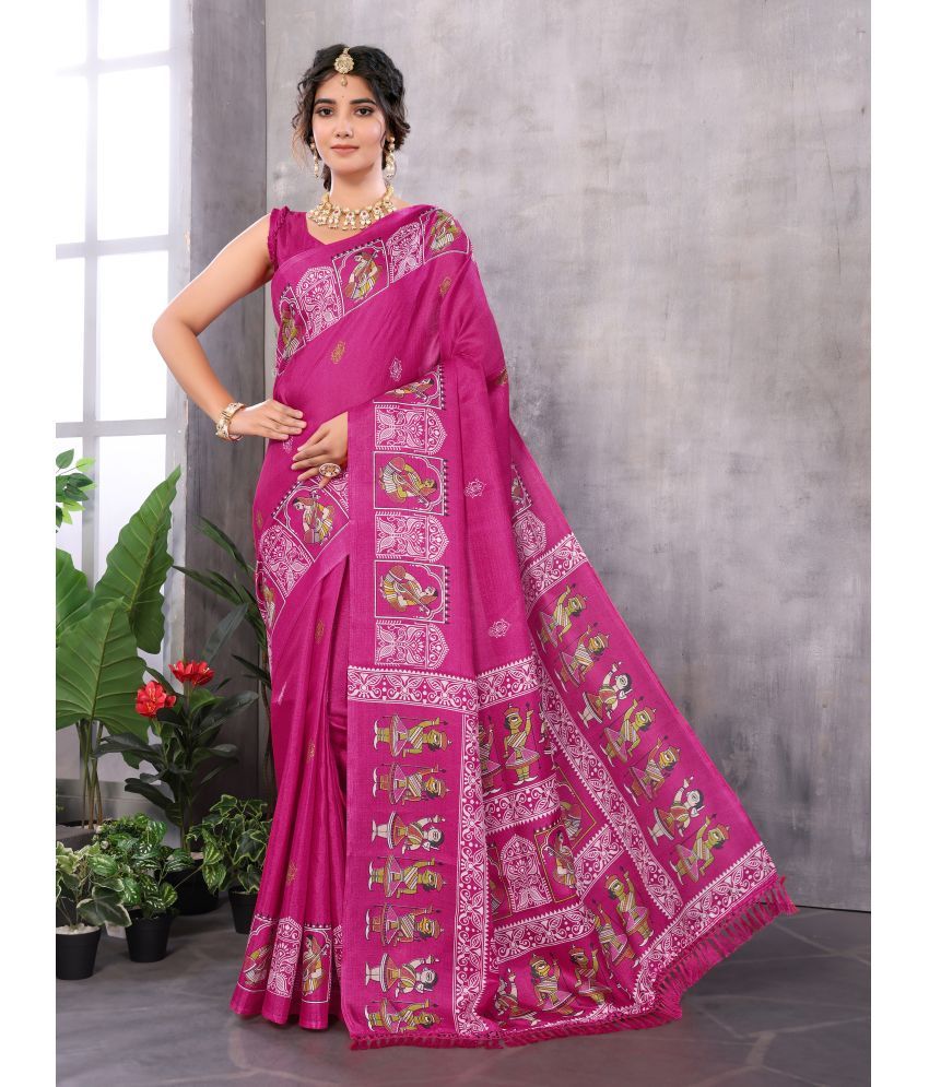     			Yashika Pack of 1 Art Silk Printed Saree With Blouse Piece ( Pink )