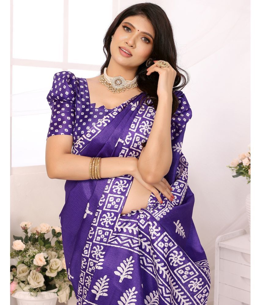     			Yashika Pack of 1 Art Silk Printed Saree With Blouse Piece ( Purple )