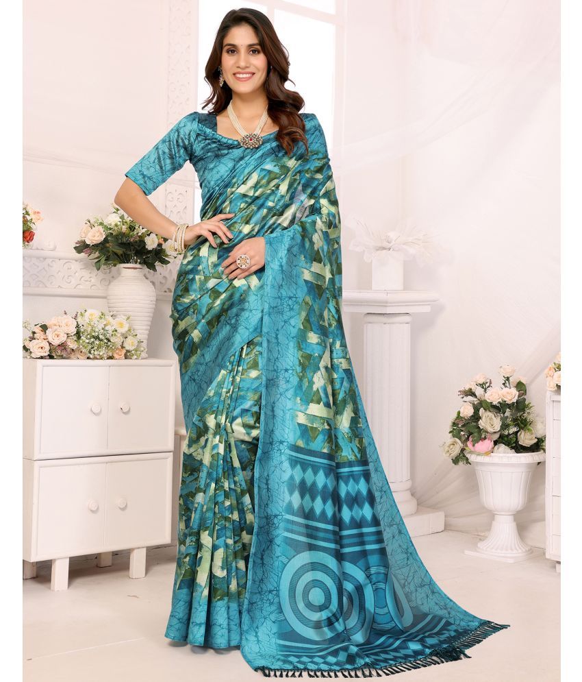     			Yashika Pack of 1 Art Silk Printed Saree With Blouse Piece ( Blue )