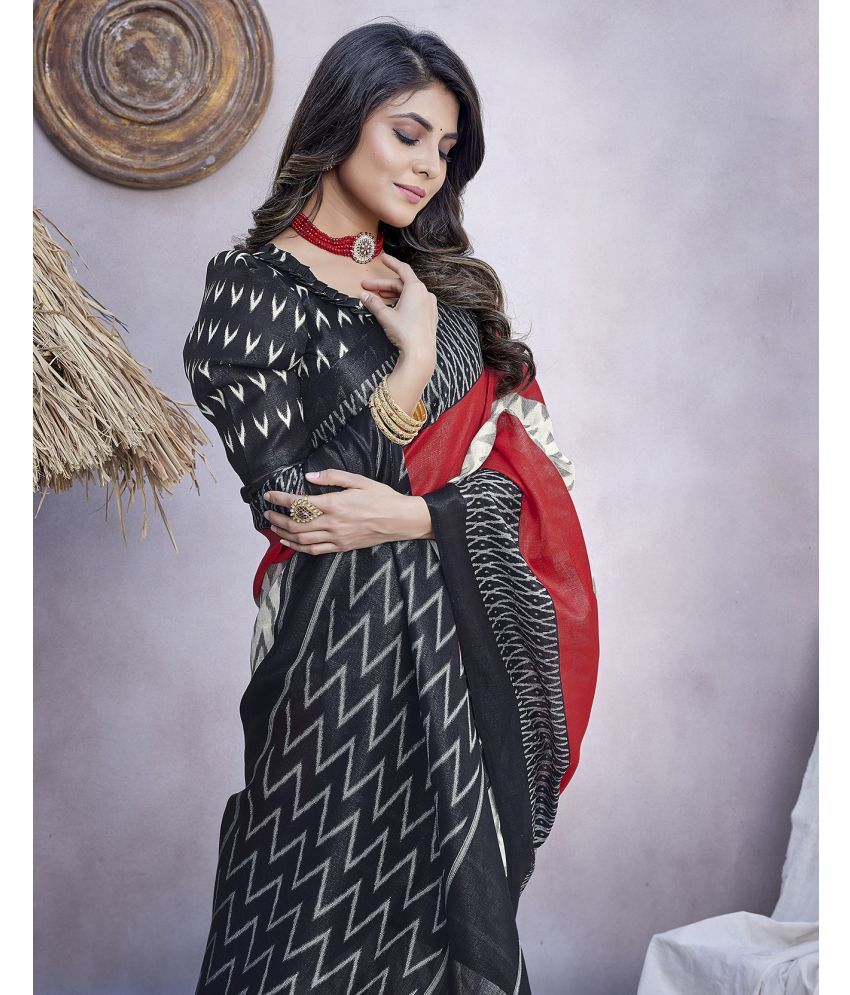     			Yashika Pack of 1 Art Silk Printed Saree With Blouse Piece ( Black )